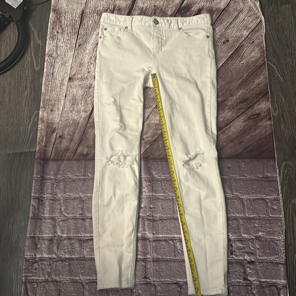 Free People White Skinny Denim Jeans Casual 27 Classic Boho Festival Costal - Picture 7 of 8